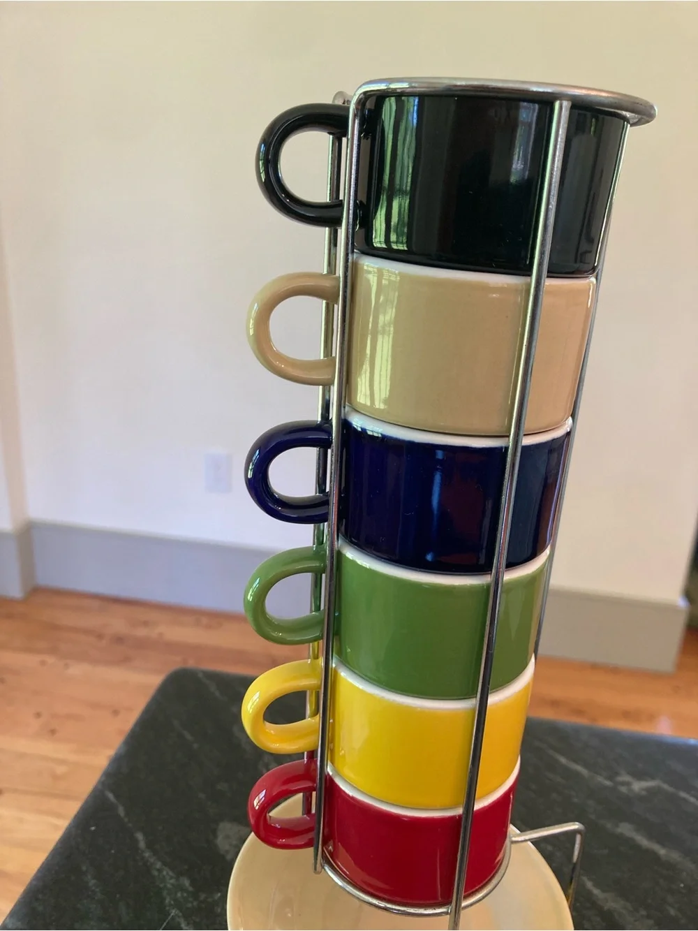 Gibson Sensations Stackable Espresso Cup Saucer Set Standing Organizer Missing 1